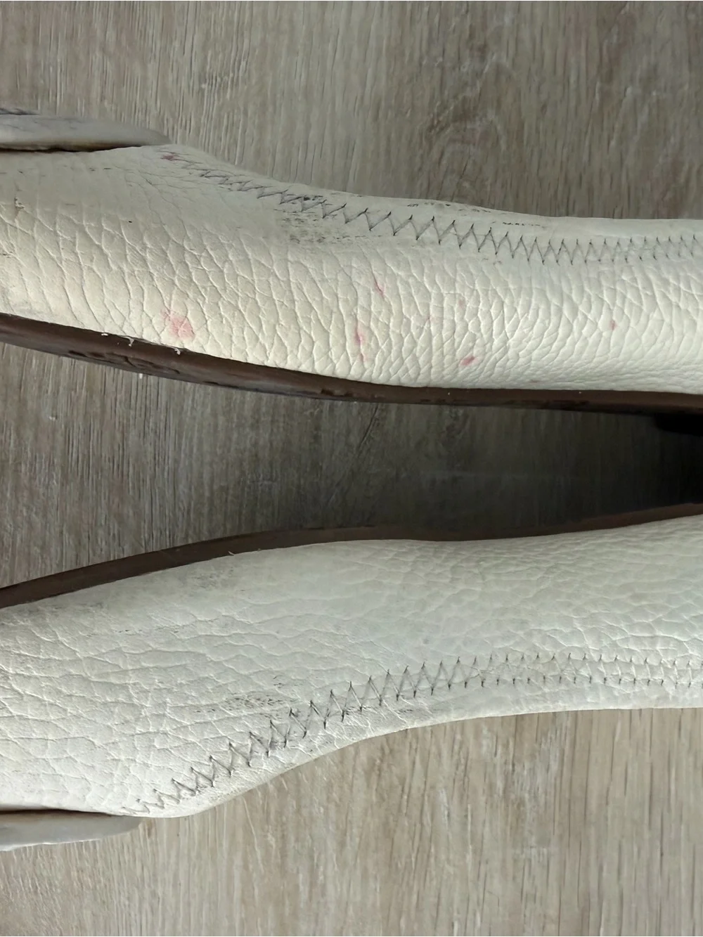 Tory Burch Cream Leather Logo Round-Toe Ballet Flats